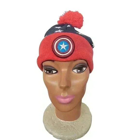 Captain America Avengers Marvel Comics Shield Stocking Cap Winter Beanie Hat - Picture 1 of 4